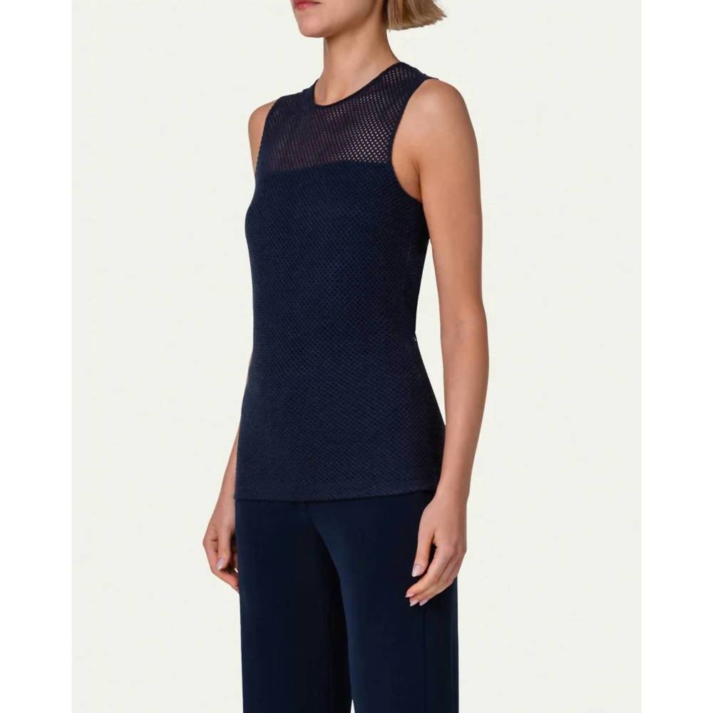 NEW AKRIS PUNTO mesh fitted shirt in navy - Picture 2 of 5